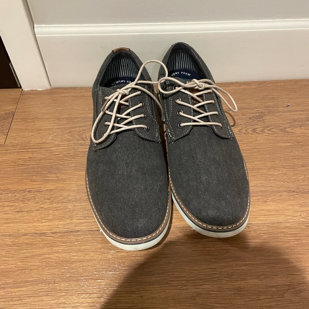 Nunn Bush Barklay Men's 10.5 Shoes Plain Toe Oxford Cotton Canvas Gray 84856-025